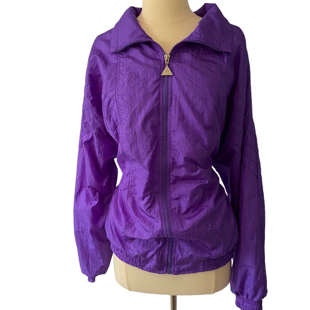 Vintage Casual Isle Purple Bomber Jacket Satin Finish Full Zip Sz XL